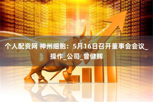 个人配资网 神州细胞：5月16日召开董事会会议_操作_公司_曾健辉